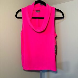 Vince Camuto Luxe Crepe de Chine Sleeveless Cowl Neck Tank Top Pink XS NWT‎